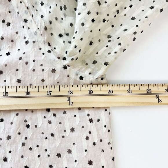 Rebecca Taylor Ivory & Black Star Print Long Sleeve Blouse Silk - Women's Size 2 - Picture 6 of 7